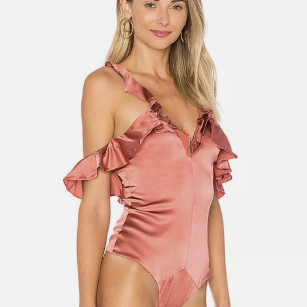 NWT For Love & Lemons Lena Ruffle bodysuit.